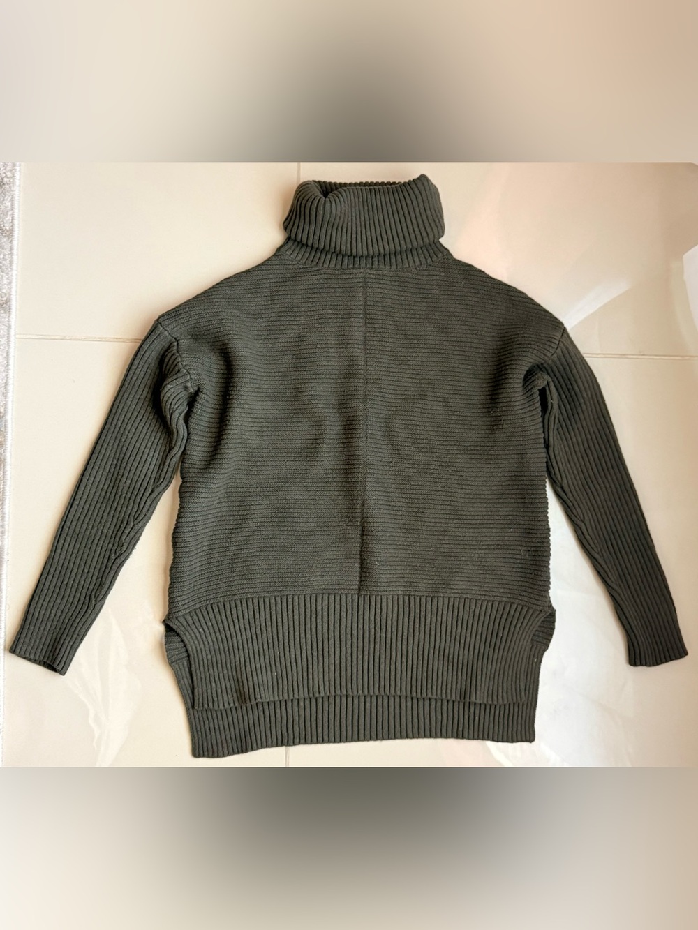 Sweet Romeo Olive Green Ribbed Turtleneck Sweater - Size S